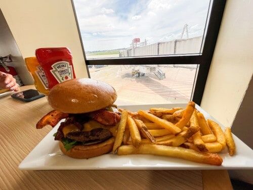 BBQ bacon burger and fries