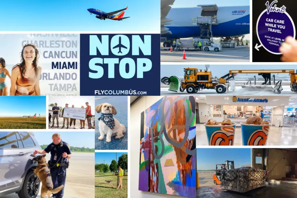Banner with a collage of images from shots around John Glenn International and Rickenbacker International airports.
