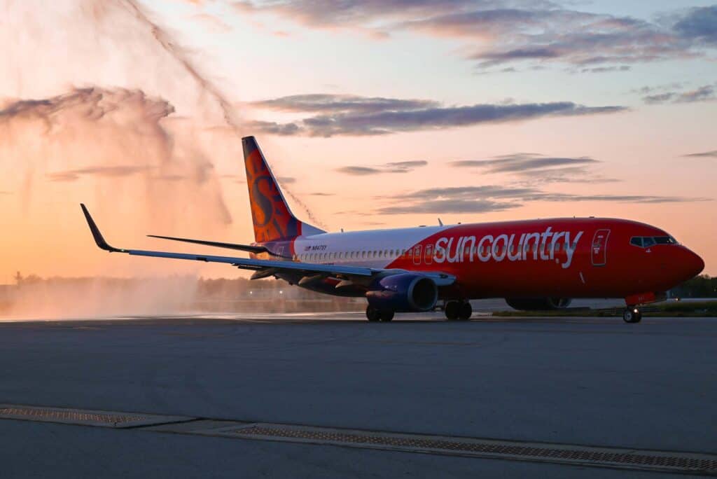 Sun Country Airlines Water Cannon at John Glenn International Airport