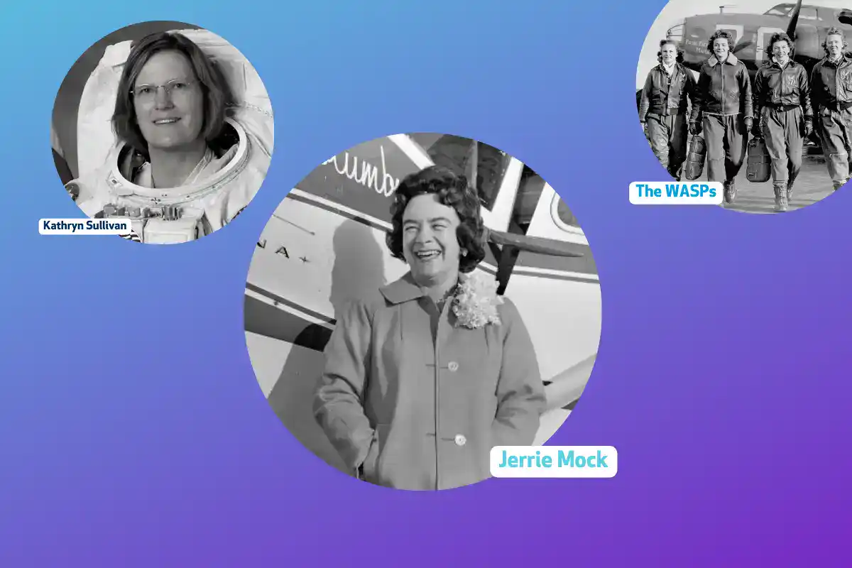 Portraits of Jerrie Mock and Kathryn Sullivan - The WASPs