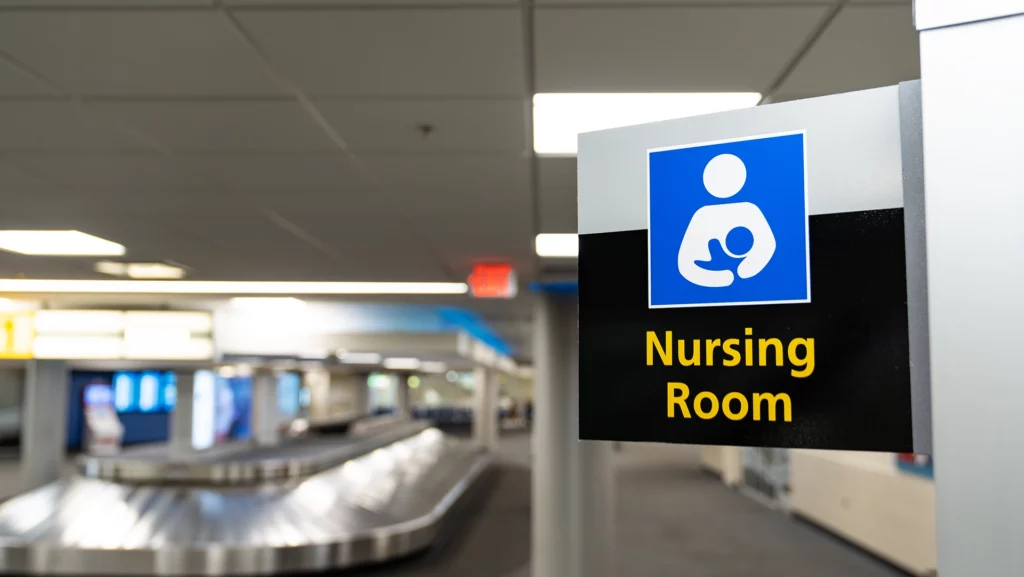 A sign for a nursing room at John Glenn International, Columbus Regional Airport Authority's airport.