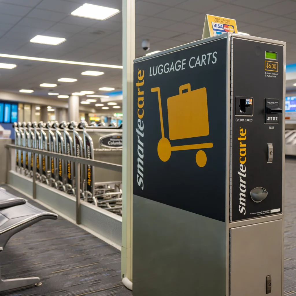 Smarte Carte luggage cart machine at John Glenn International in Columbus Airports.