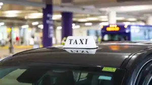 A taxi parked at John Glenn International (CMH) airport, managed by Columbus Regional Airport Authority.