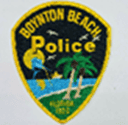 A badge with the words boynton beach police on it, affiliated with Columbus Regional Airport Authority.